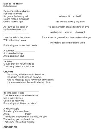 Man in the Mirror Lyrics