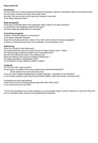 Essay checklist