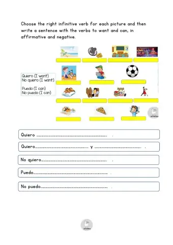 Verbos infinitivos para usar con quiero y puedo