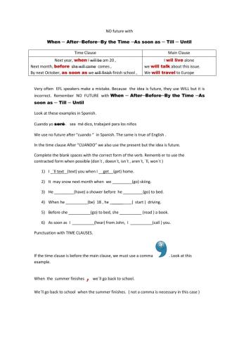 No future after when-as soon as - after etc