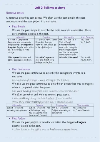 Narrative tenses. -ed and -ing adjectives.