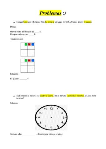 Problemas doble, mitad y hora.
