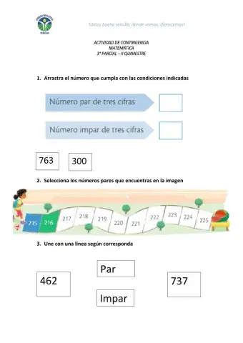 Números pares e impares de tres cifras