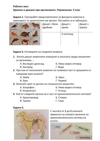 Хранене и дишане при организмите