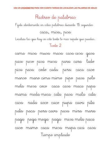 4.Fluidez lectora.Rastreo de palabras 2