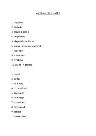 8kl vocab test unit 9