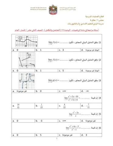 مراجعة التفاضل و التكامل