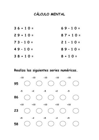 Cálculo mental 1º