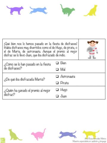Lee el texto, después responde a las preguntas marcando sólo las respuestas correctas