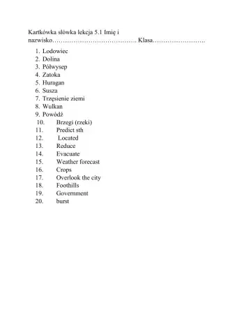 Natural disater vocavulary (Eng -Pol)