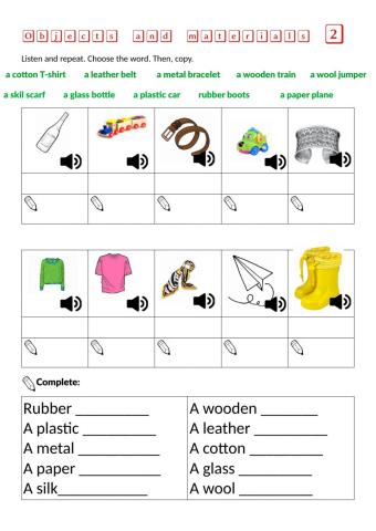 Objects and materials 2