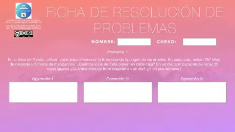 Ficha de resolución de problemas 20-5 3º