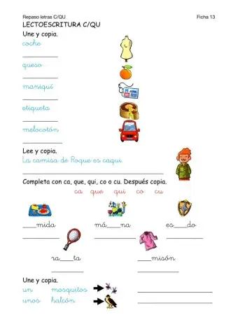 Lectoescritura-Ficha 13-Repaso C-Qu