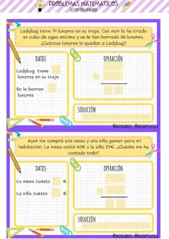 Problemas matemáticas con llevada
