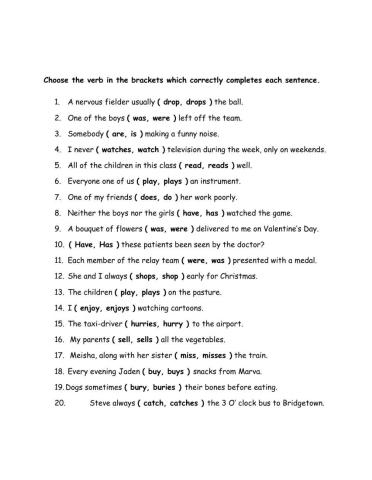 Subject & Verb Agreement