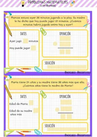 Problemas matemáticas con llevada