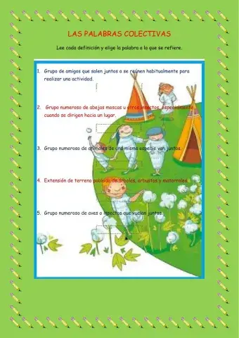 Las palabras colectivas.Vocabulario
