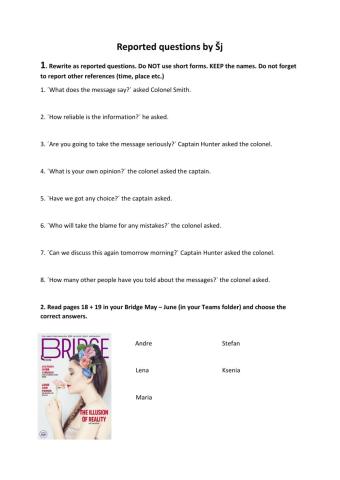 Reported questions + Bridge magazine