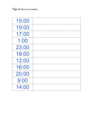 Horas digitales en punto