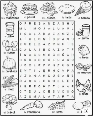 Sopa de letras alimentos