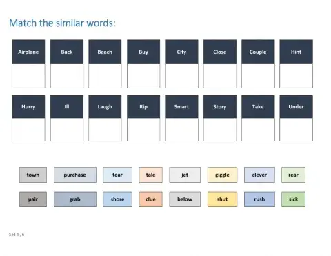 Synonym Set 5 and 6 Drag Drop