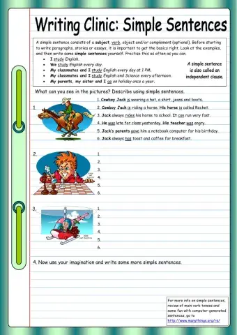 Writing simple sentences