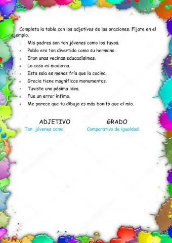 Localiza y clasifica los adjetivos