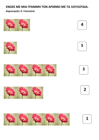 Ενωσε τα λουλουδια με το σωστο αριθμο