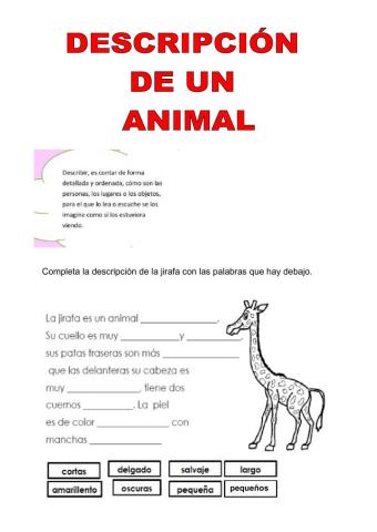 La descripción de animales