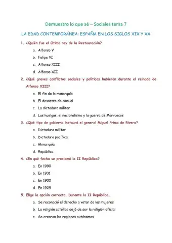 Historia de España siglo XX y XIX