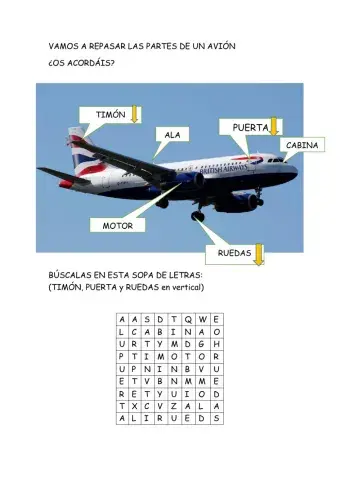 Sopa de letras avión