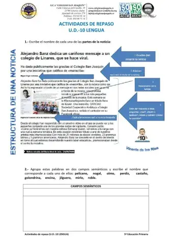 Repaso unidad 10 Lengua