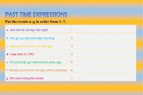 Past time expressions
