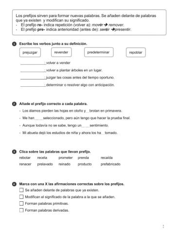 Prefijos re-, pre-