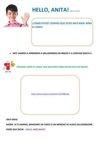 Hello, numbers 1 to 5