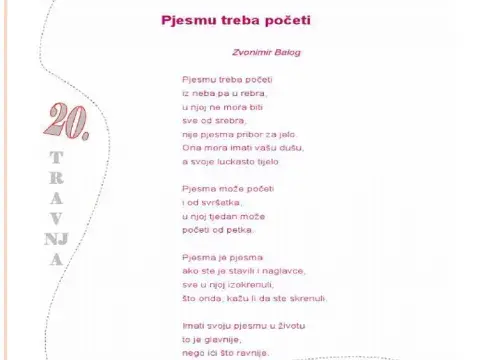 Z. Balog, Pjesmu treba početi