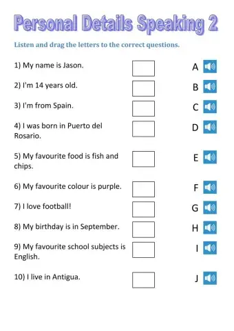 Listen and match personal information 2