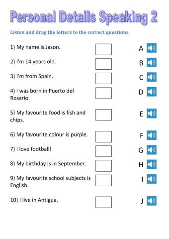 Listen and match personal information 2