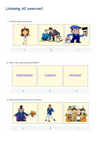 Listening A2 exercise 1