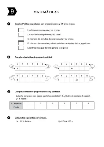 Proporcionalidad y porcentajes