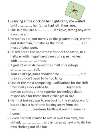 Adjectives replacing the word -very-