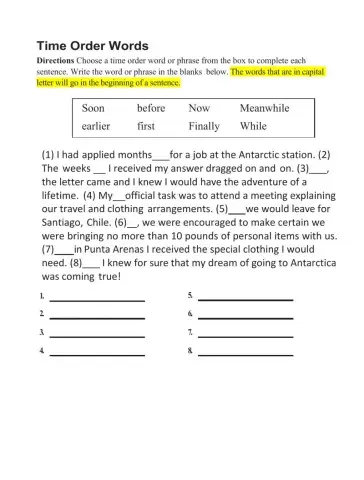 Time Order Words - May 20th, 2020