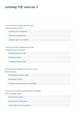 Listening FCE exercise 2