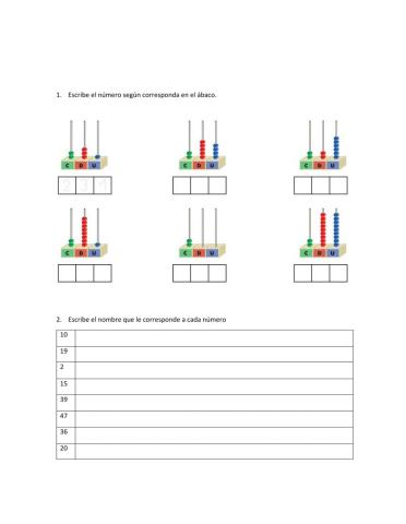 Abaco y escritura de numeos