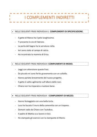 I complementi indiretti