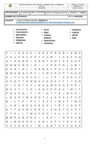 Sopa de letras - 2 conocimiento