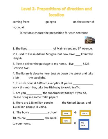 Prepositions of Directions