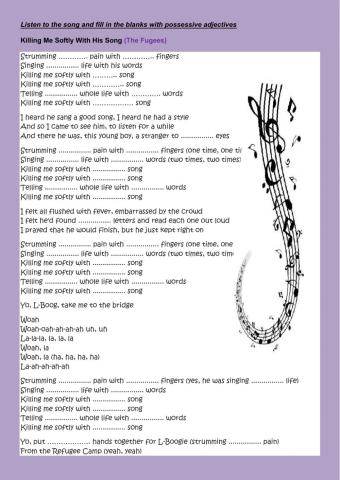 Listen to the song and fill in the blanks