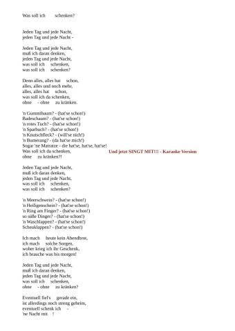 Die Prinzen Was soll ich ihr schenken