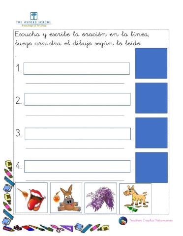 Dictado oraciones la le li lo lu